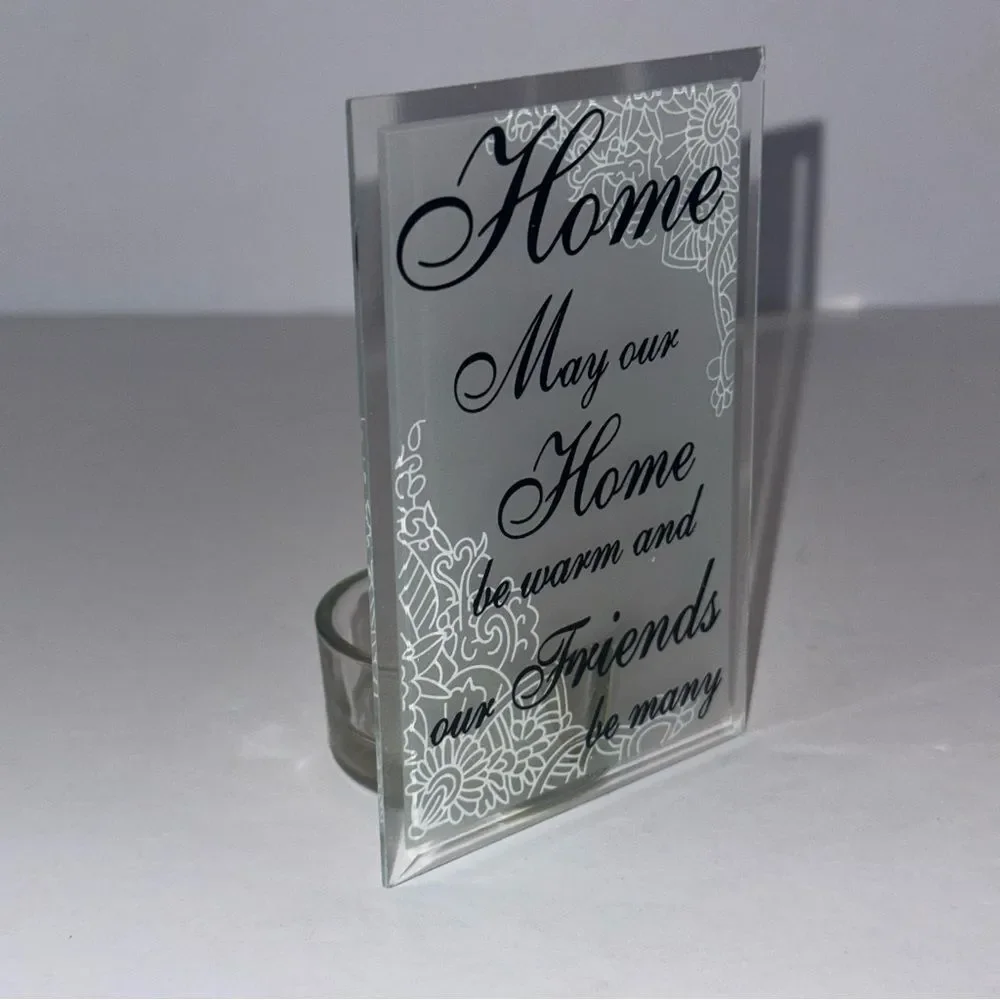 Decorative Glass Candle Holder with Home Quote